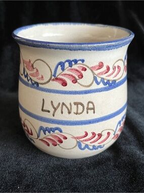 LYNDA Berkshire Pottery Floral Folk Art Mug Hand Thrown
